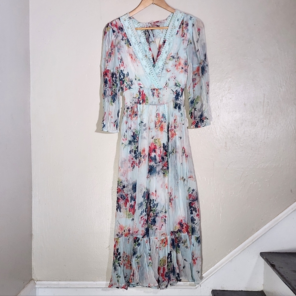Sundance Garden Floral Chiffon Maxi Dress - Picture 2 of 7